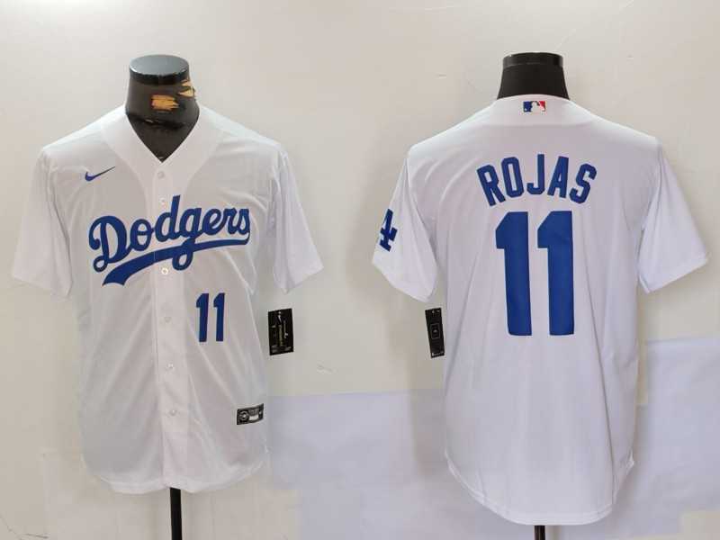 Men%27s Los Angeles Dodgers #11 Miguel Rojas Number White Cool Base Stitched Jerseys->los angeles dodgers->MLB Jersey